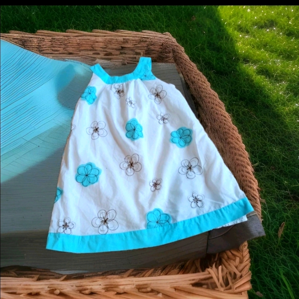 Girls' Floral Dress Maggie Breen too girls  Size 7 Blue Sleeveless Floral Easter